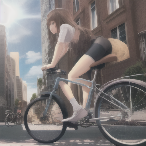 00061-202973728-A girl rides a bicycle in the city and the sunlight  shines on her_b7c2db5a94e11e2b3e236598b41eaad053a308d7